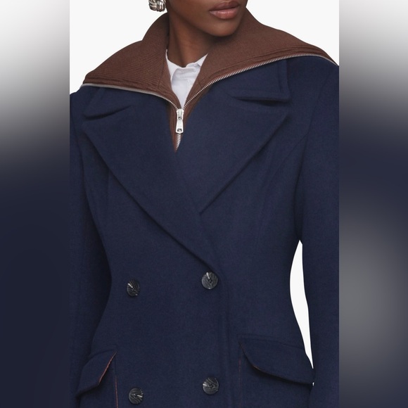 Avec Les Filles double breasted coat with cardigan dickie - Picture 5 of 16